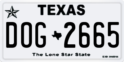 TX license plate DOG2665