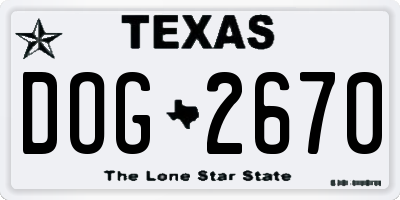 TX license plate DOG2670