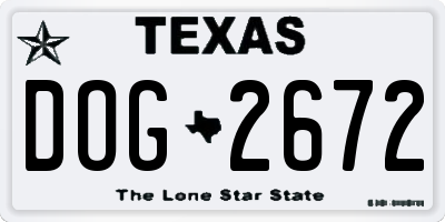 TX license plate DOG2672