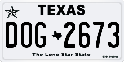 TX license plate DOG2673