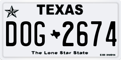 TX license plate DOG2674