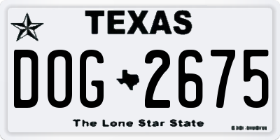 TX license plate DOG2675