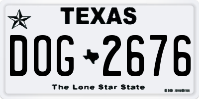 TX license plate DOG2676