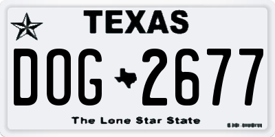 TX license plate DOG2677