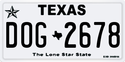 TX license plate DOG2678