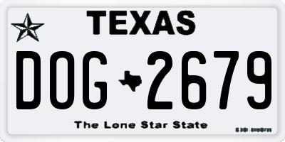 TX license plate DOG2679