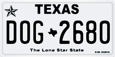 TX license plate DOG2680