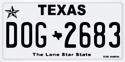TX license plate DOG2683