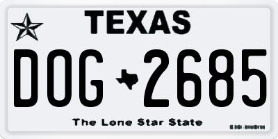 TX license plate DOG2685