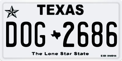 TX license plate DOG2686
