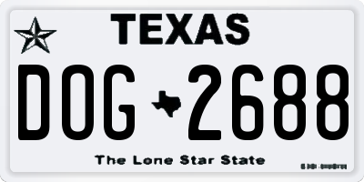 TX license plate DOG2688