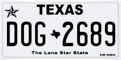 TX license plate DOG2689