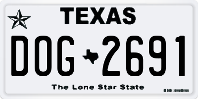 TX license plate DOG2691