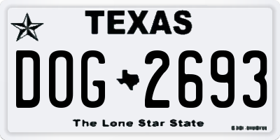 TX license plate DOG2693