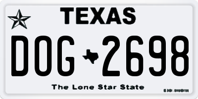 TX license plate DOG2698