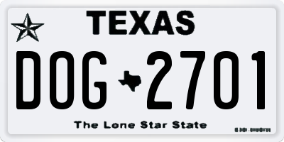 TX license plate DOG2701