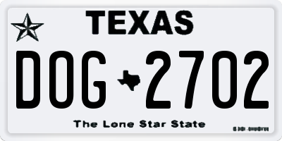 TX license plate DOG2702