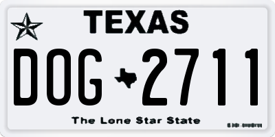 TX license plate DOG2711