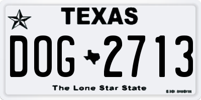 TX license plate DOG2713