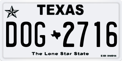 TX license plate DOG2716