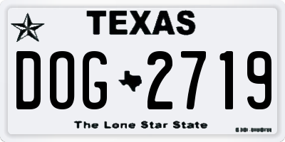 TX license plate DOG2719