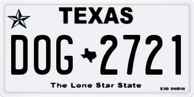 TX license plate DOG2721