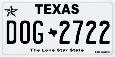 TX license plate DOG2722