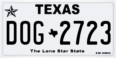 TX license plate DOG2723