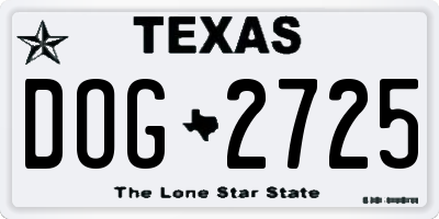 TX license plate DOG2725