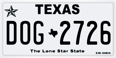 TX license plate DOG2726