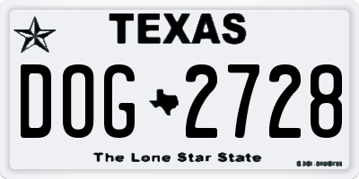 TX license plate DOG2728