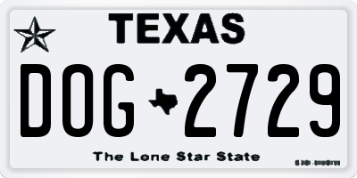 TX license plate DOG2729