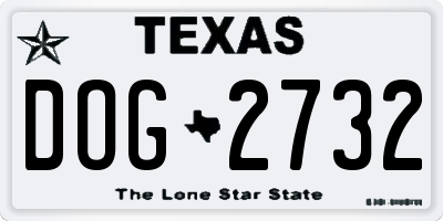 TX license plate DOG2732
