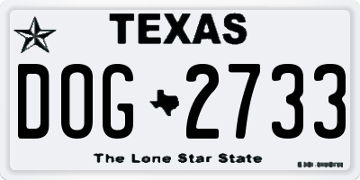 TX license plate DOG2733