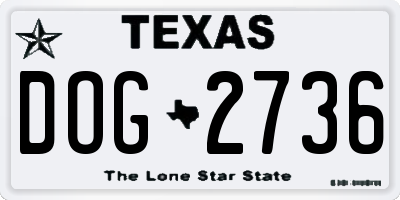 TX license plate DOG2736