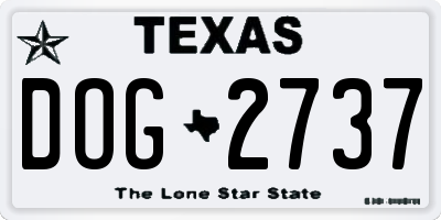 TX license plate DOG2737