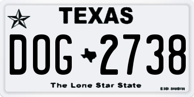 TX license plate DOG2738