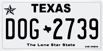 TX license plate DOG2739
