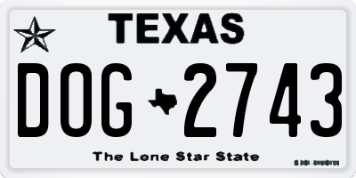 TX license plate DOG2743