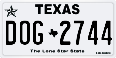 TX license plate DOG2744