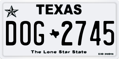 TX license plate DOG2745