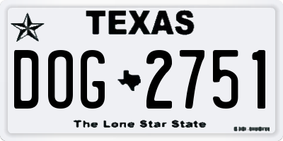 TX license plate DOG2751