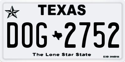 TX license plate DOG2752