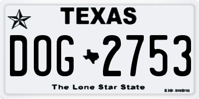 TX license plate DOG2753