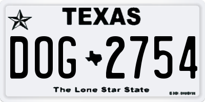 TX license plate DOG2754