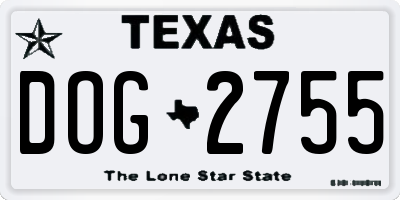 TX license plate DOG2755