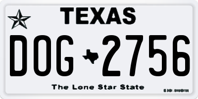TX license plate DOG2756
