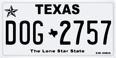 TX license plate DOG2757