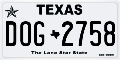 TX license plate DOG2758