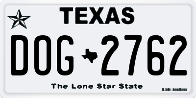 TX license plate DOG2762